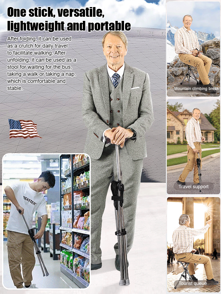 🎆【Free Trial】Outdoor foldable crutch chair for the elderly✨