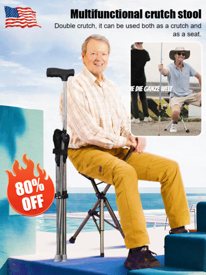 🎆【Free Trial】Outdoor foldable crutch chair for the elderly✨
