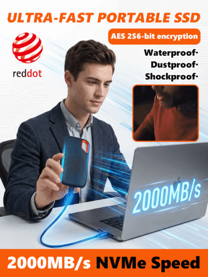 [Transfer 3 movies per second] Ultra-thin high-speed solid-state drive, 64TB large-capacity portable hard drive! Stores approximately 12 million high-definition photos and 12,000 high-definition movies.