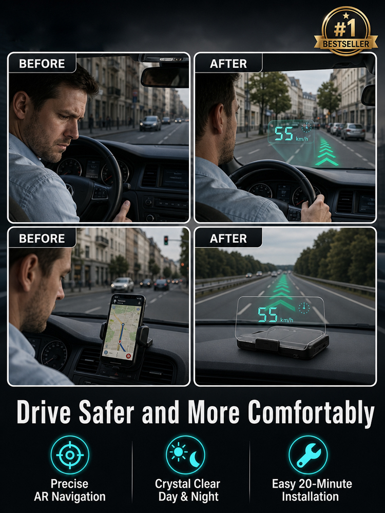 🚀 Smart HUD Display: 1-Sec plug to project speed on windshield, No more distracted driving!