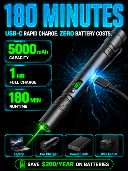 🚀 1000LM Pocket Penlight: 1-Click to 500ft Beam, No More Fumbling in the Dark!