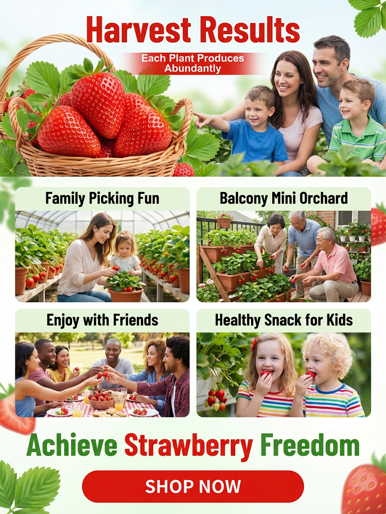 🍓Potted Strawberry Seedlings - Sweet, Juicy, and Nutritious🍃 Helps Lower Blood Sugar✅ Free Trial - Full Refund if Unsatisfied🎁