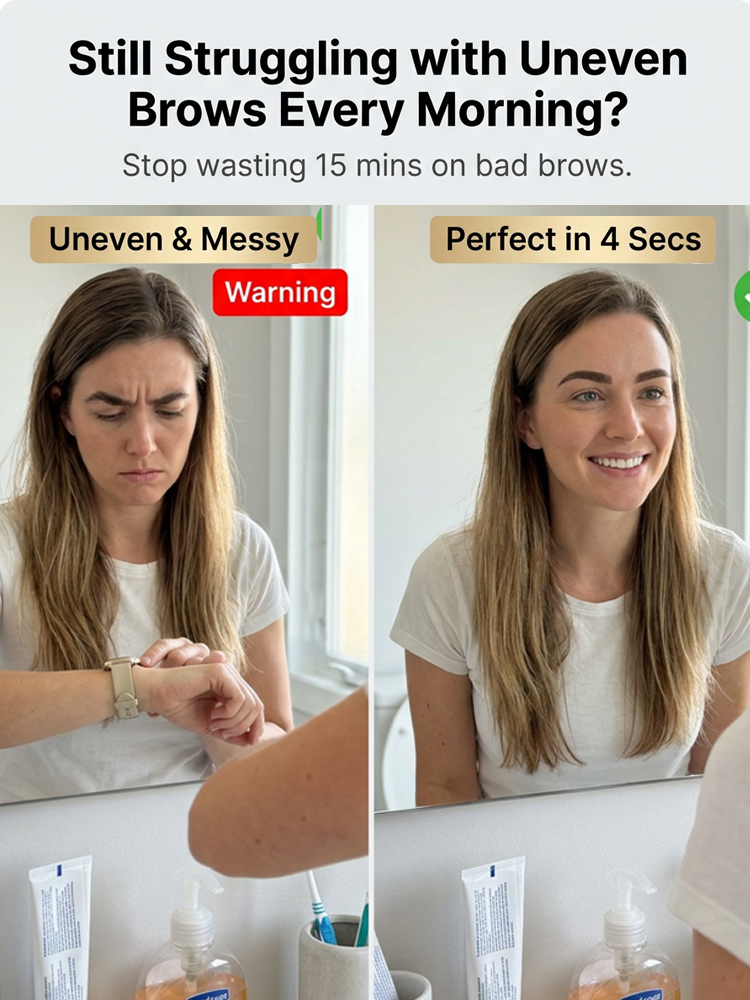 🚀 3-Sec Brow Stamp: 1 Press to Symmetric Brows, No more Uneven Makeup!
