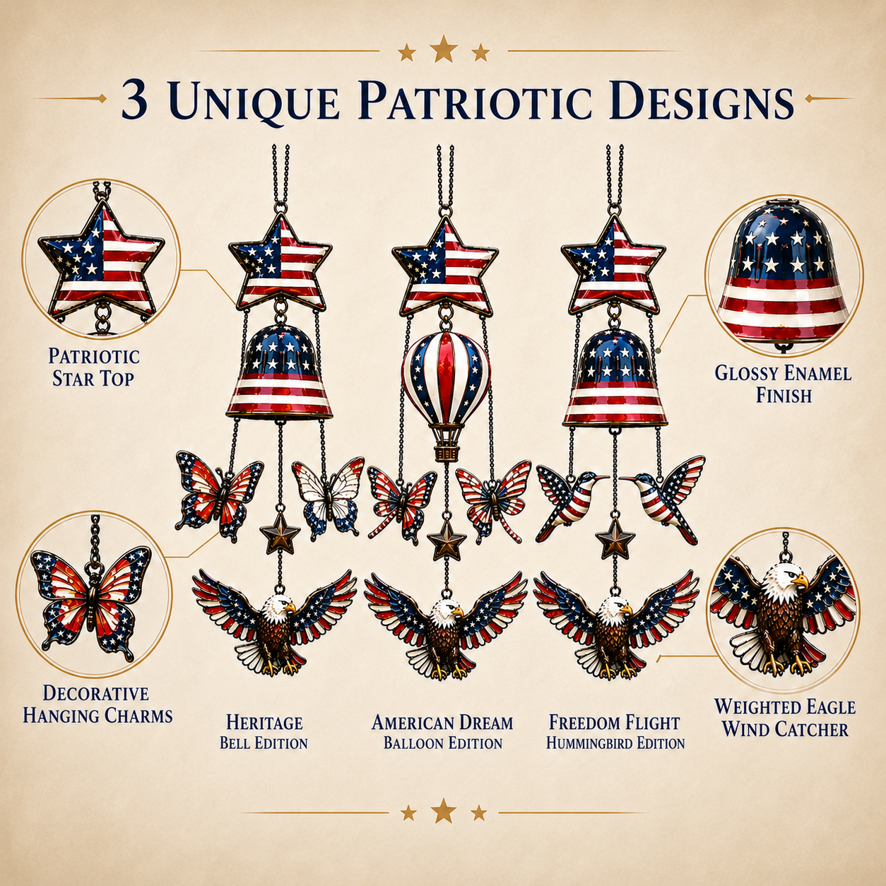 Patriotic Memorial Wind Chime for Your Garden—Celebrate Every Breeze with Patriotic Pride