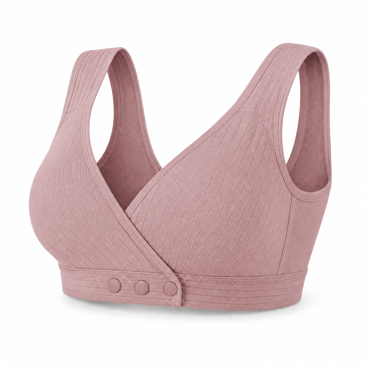 3-Button Front-Closure Wireless Comfort Bra