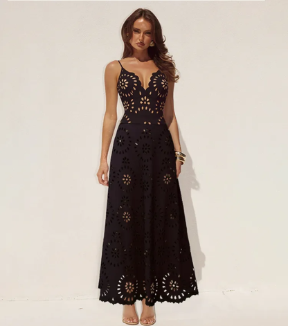 Laser Cutting Flower Hollow One Piece Swimsuit and Skirt