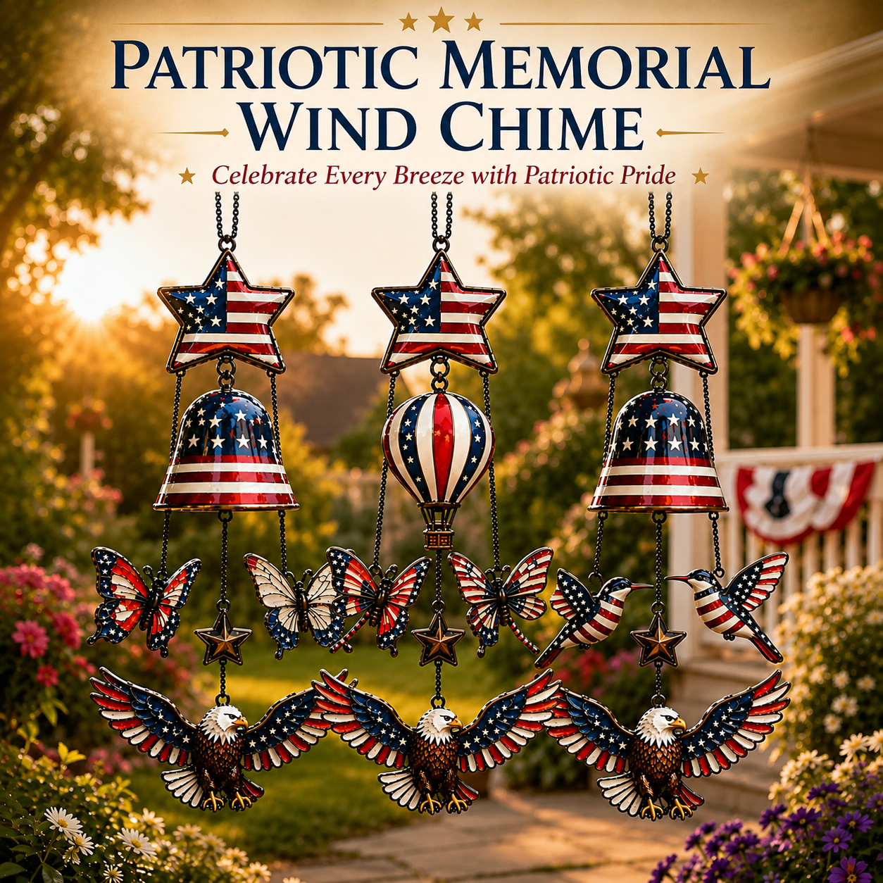 Patriotic Memorial Wind Chime for Your Garden—Celebrate Every Breeze with Patriotic Pride