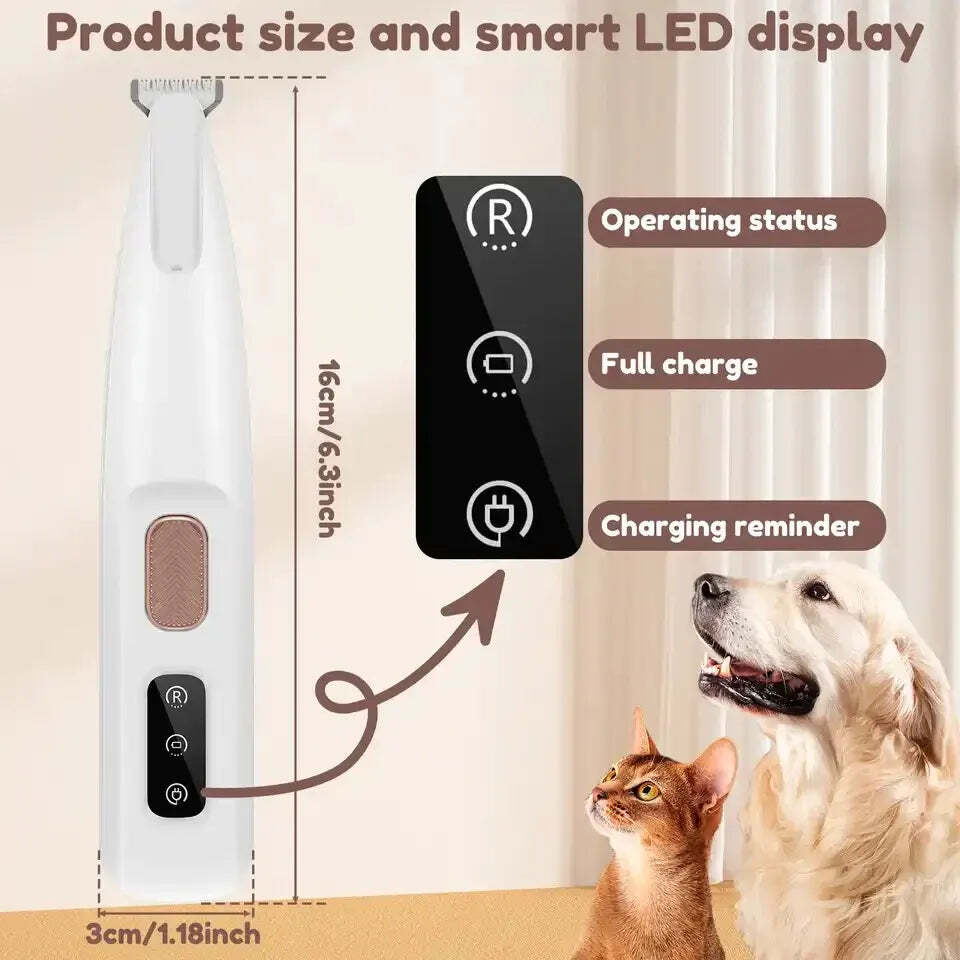 ✂️Precision Pet Trimmer – Safe Grooming for Paws, Eyes & Tail with LED Light🐾