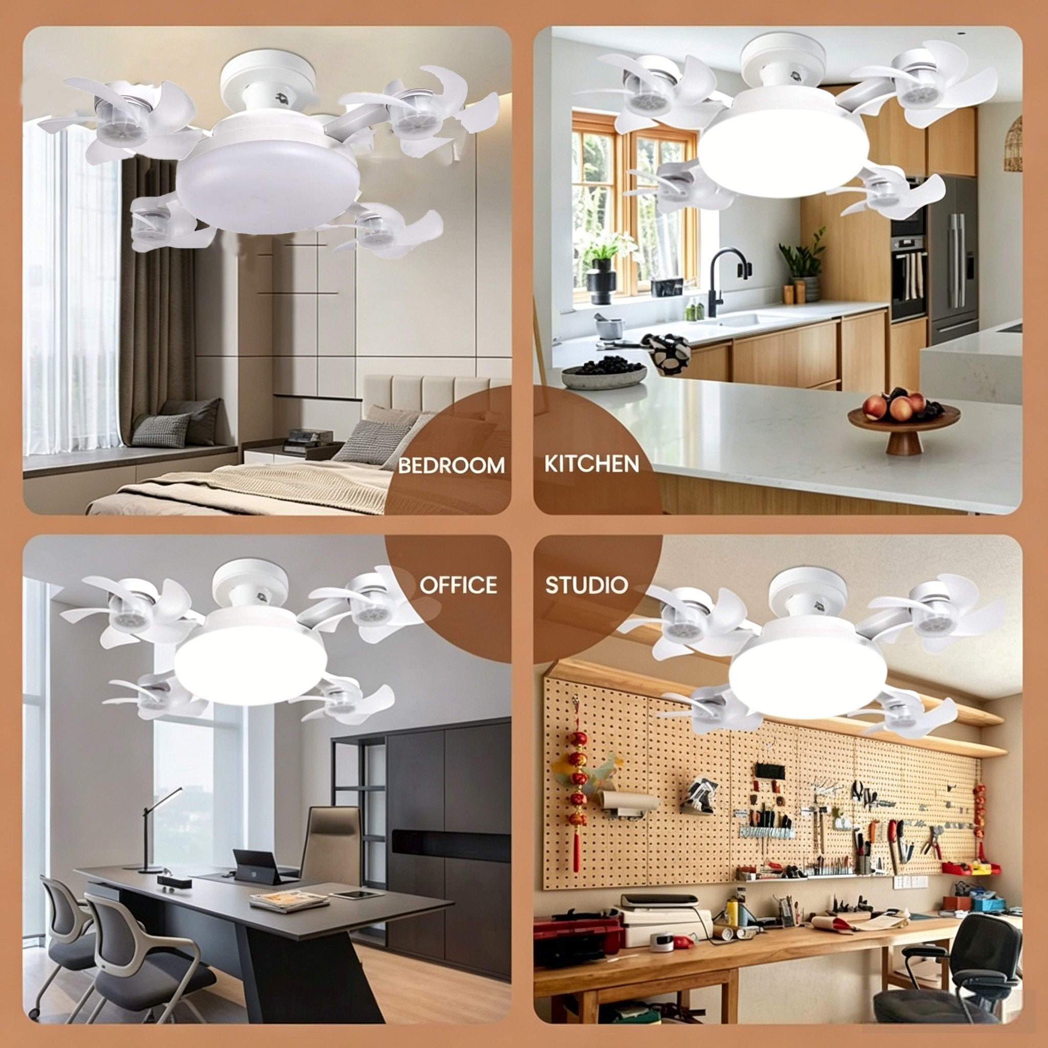 💡 Ceiling Fan with E27 Socket – Silent 2-in-1 LED Fan with Remote Control – Cool & Light in One 🏠
