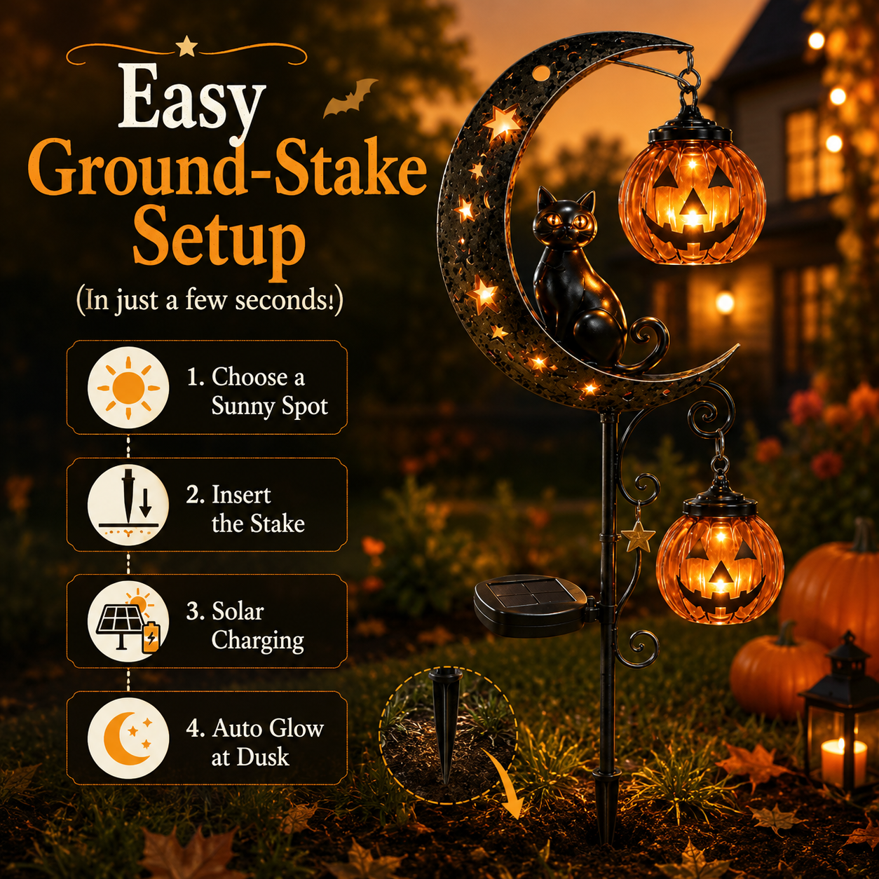 🎃Halloween Early Bird-Pumpkin Moon Garden Stake Light