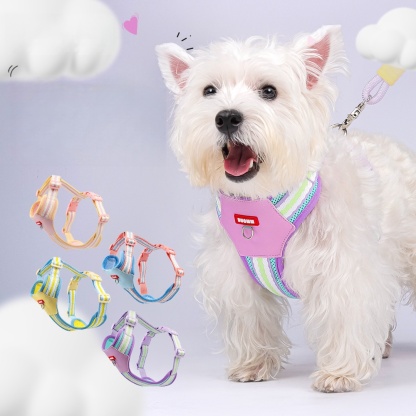 Pet Dopamine Contrast Harness – Comfortable Breathable Adjustable Walking Gear for Small Dogs