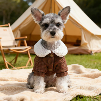 Bellepaw Pet "Googly Eye Monster" Waffle Knit Sherpa Collar Coat