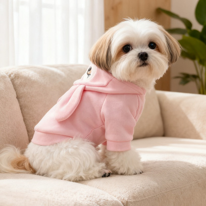 Bellepaw Pet "Bunny Eyes" Pink Fleece Hoodie