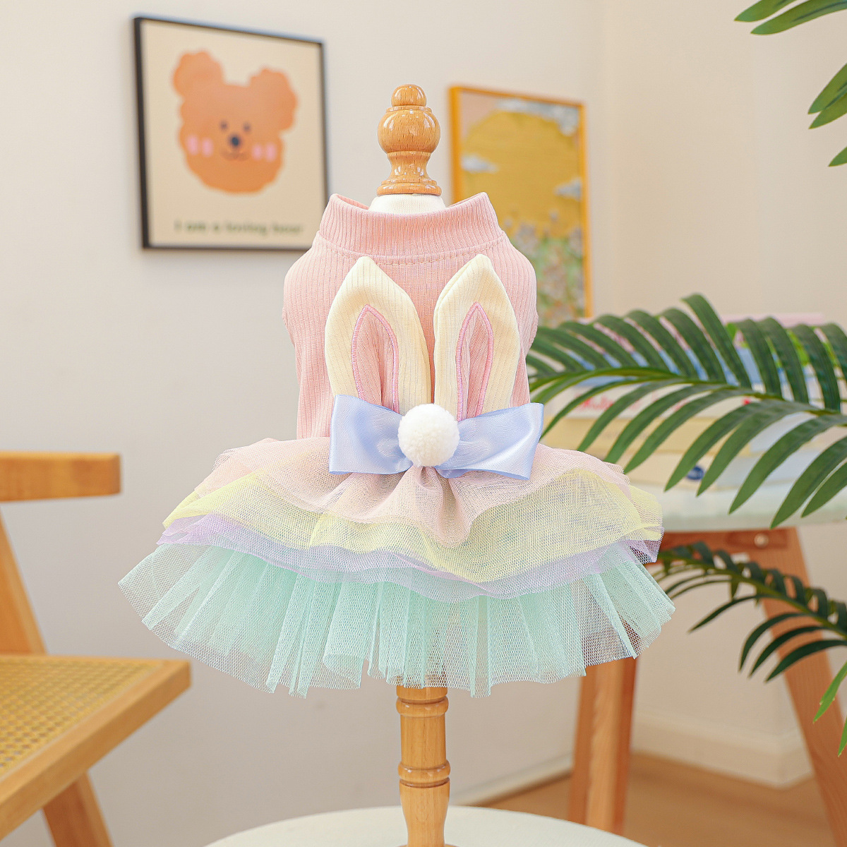 colorful rabbit-patterned tulle skirt