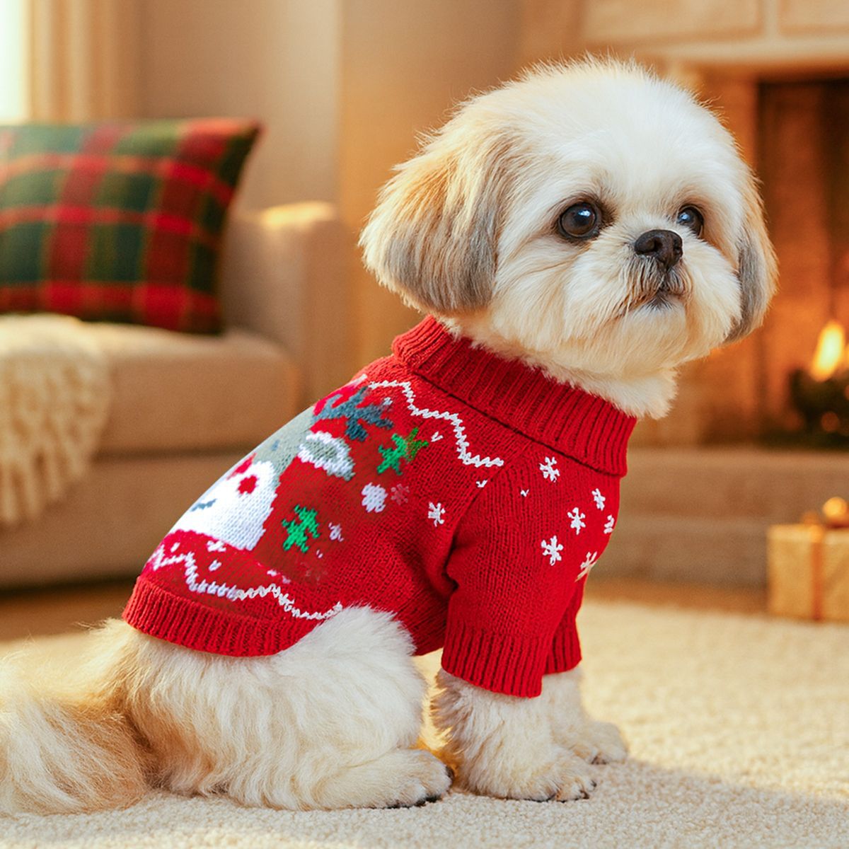 Cute Christmas Pet Sweater for Cats & Dogs - Festive Knitwear with Warm Soft Material