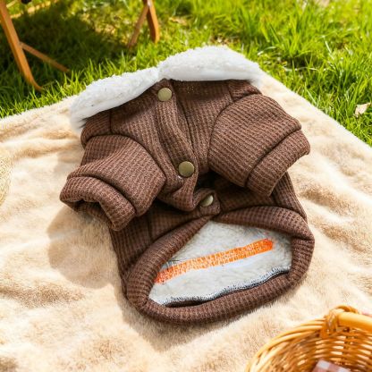 Bellepaw Pet "Googly Eye Monster" Waffle Knit Sherpa Collar Coat