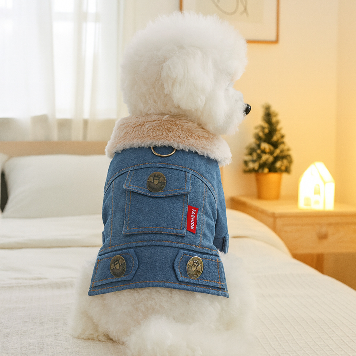 Stylish Pet Leather Coat: Fall/Winter Thickened Fleece-Lined Design, Warm Windproof Wear for Pets