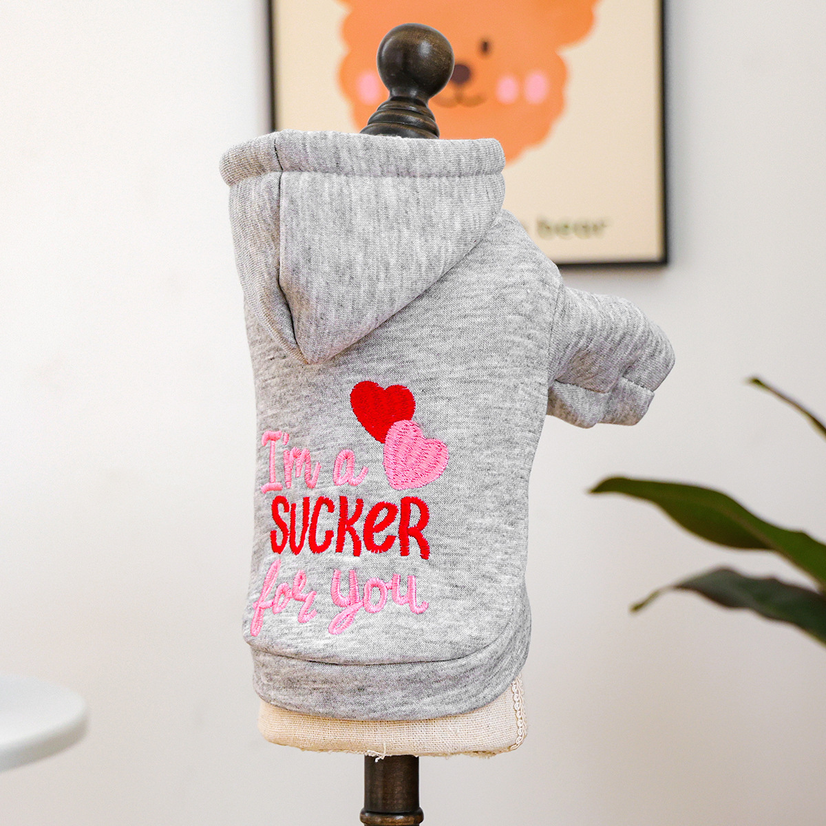 Bellepaw Pet "I'm a Sucker for You" Valentine's Day Embroidered Hoodie