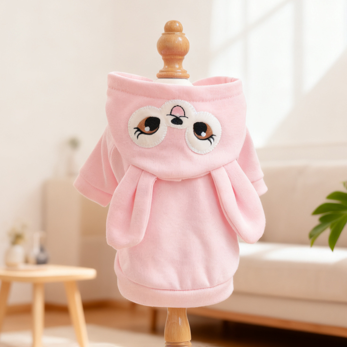 Bellepaw Pet "Bunny Eyes" Pink Fleece Hoodie