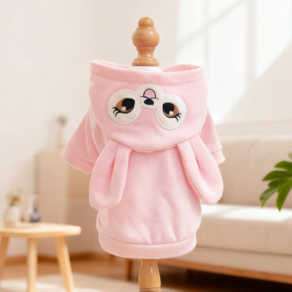 Bellepaw Pet "Bunny Eyes" Pink Fleece Hoodie