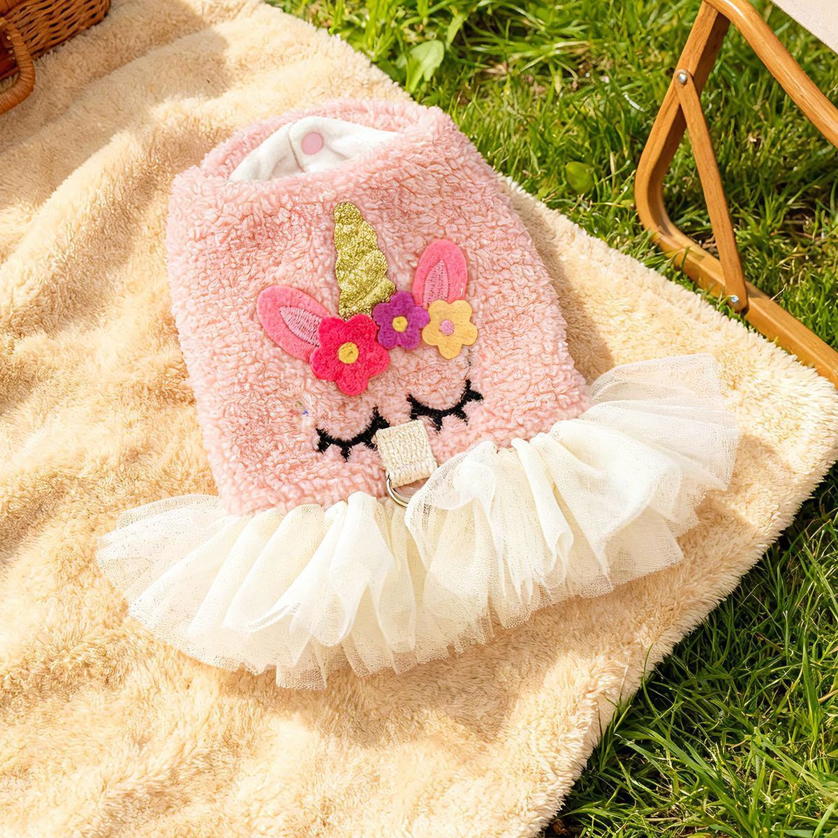 Bellepaw Pet Pink Unicorn Plush Tutu Dress