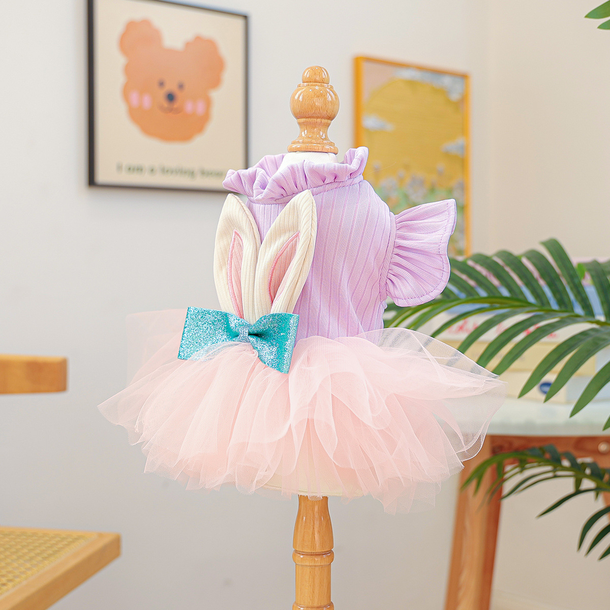 colorful rabbit-patterned tulle skirt