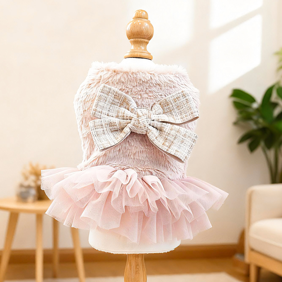 Fall/Winter Pet Skirt - French Chic Tulle Dress, Warm Soft Outfit for Small Dogs, Puppies & Cats