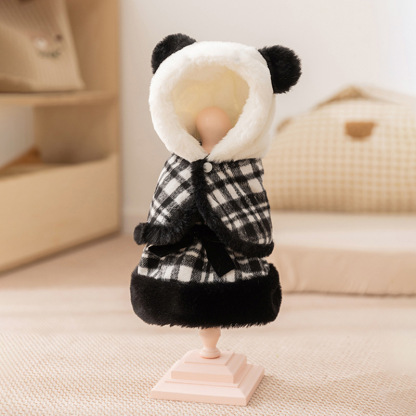 Thickened Warm Bowknot Cotton Dress - Pet Clothing with Long Ear Cape for Cats & Small/Medium Dogs (Autumn/Winter)-BELLEPAW