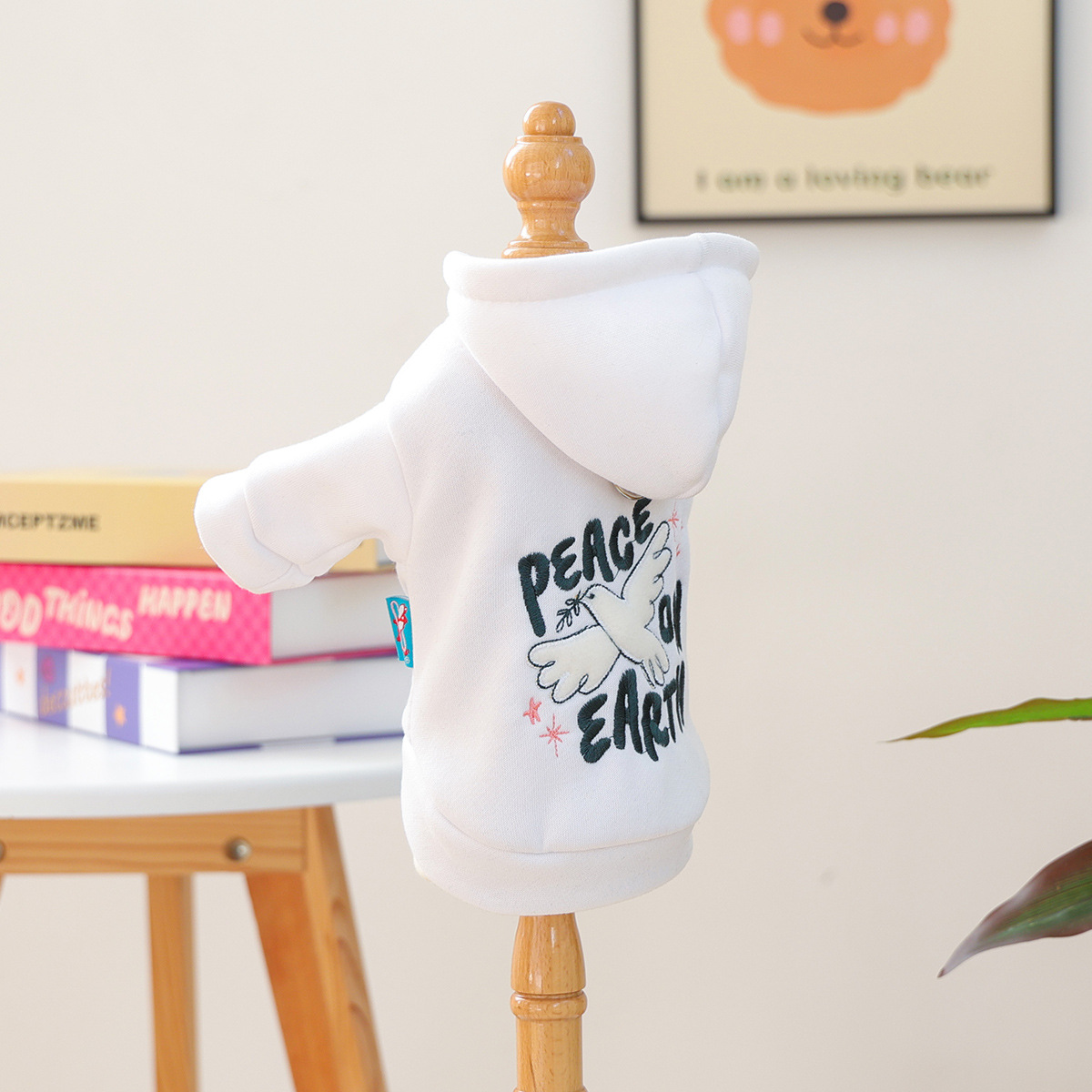 Bellepaw Pet "Peace On Earth" Dove Graphic Fleece Hoodie