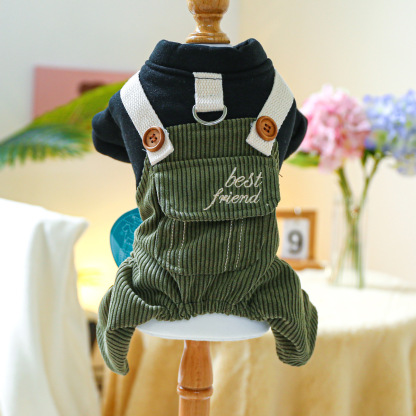 Best Friend Themed Pet Overalls - Fall/Winter Warm Comfortable Wear for Small Dogs, Puppies & Cats