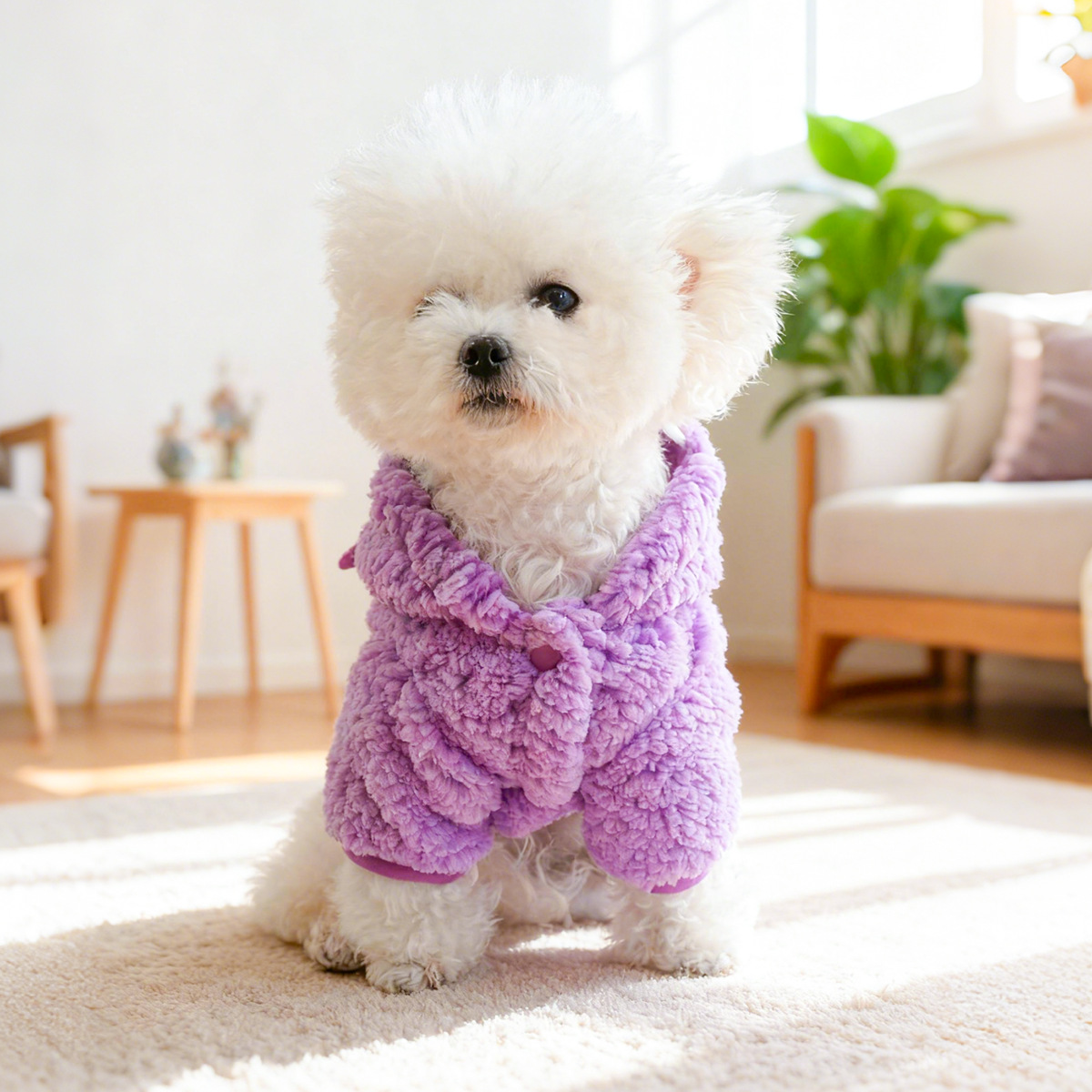 Bellepaw Pet Pink Fluffy Monster Sherpa Vest - Googly Eye & Yellow Feather  Design