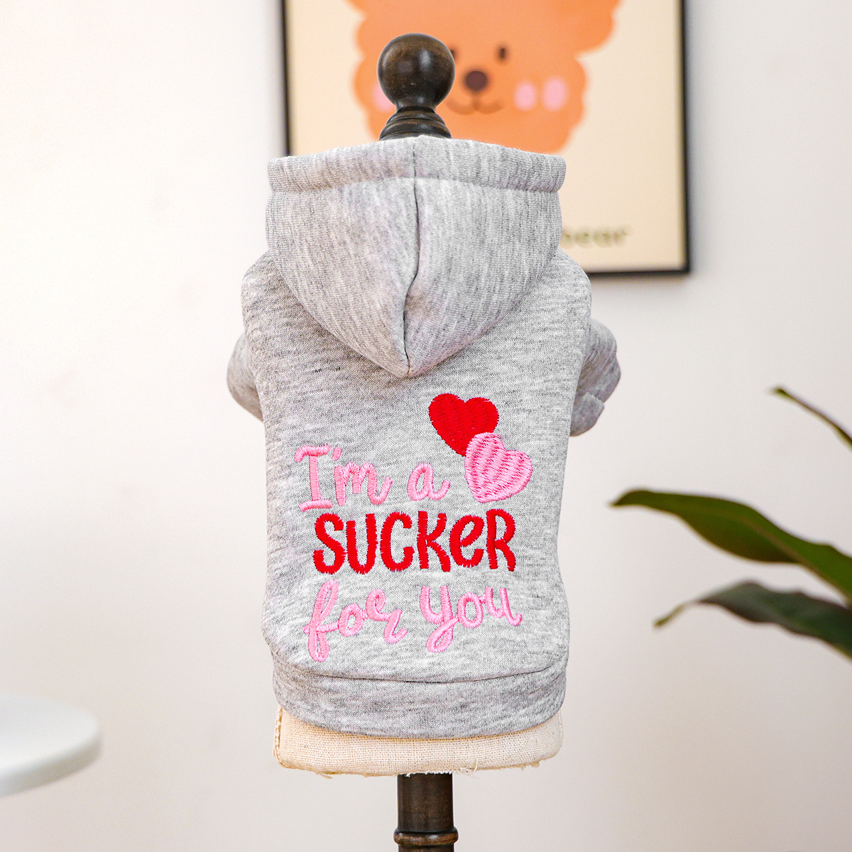 Bellepaw Pet "I'm a Sucker for You" Valentine's Day Embroidered Hoodie