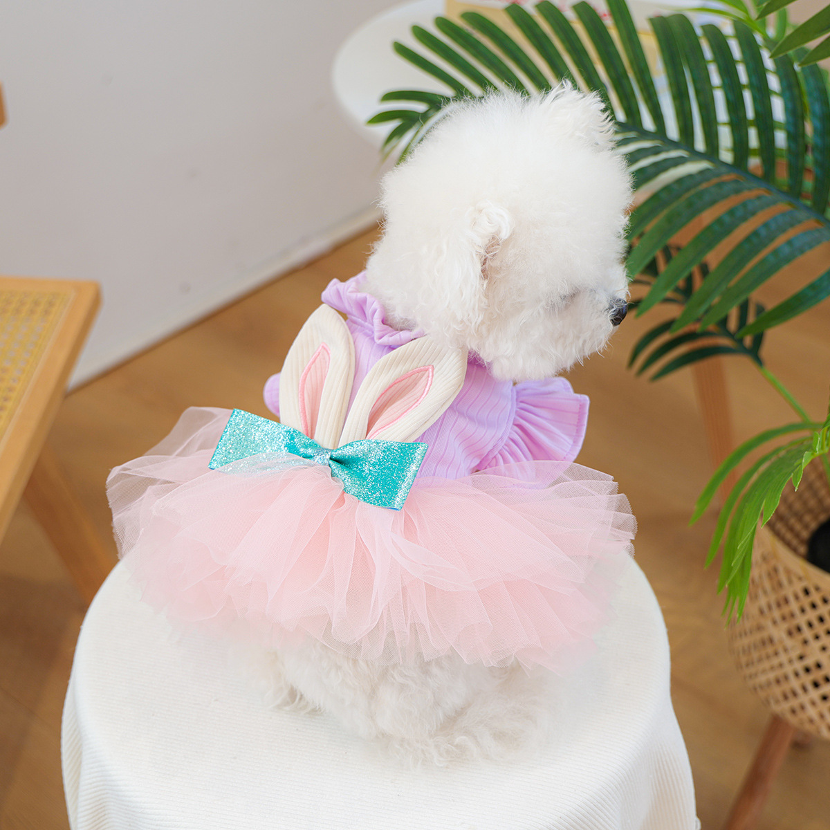 colorful rabbit-patterned tulle skirt