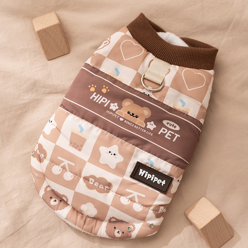 Fall/Winter Warm Pet Outfits: Devon Rex Cat Harness Vest & Small-to-Medium Dog Two-Legged Wear (Cartoon Plaid)-BELLEPAW