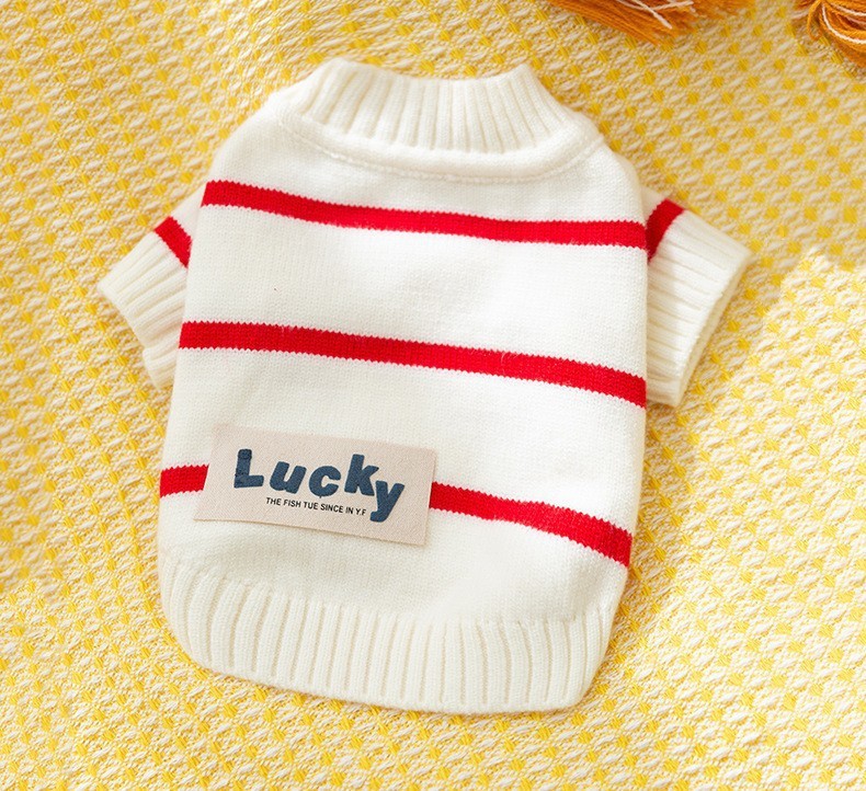 Bellepaw Pet Striped Triple Bear Knit Sweater