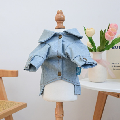 Bellepaw Pet Light Denim Jacket - "Daddy's Princess" Embroidered Design with Crown & Pink Bow Accents