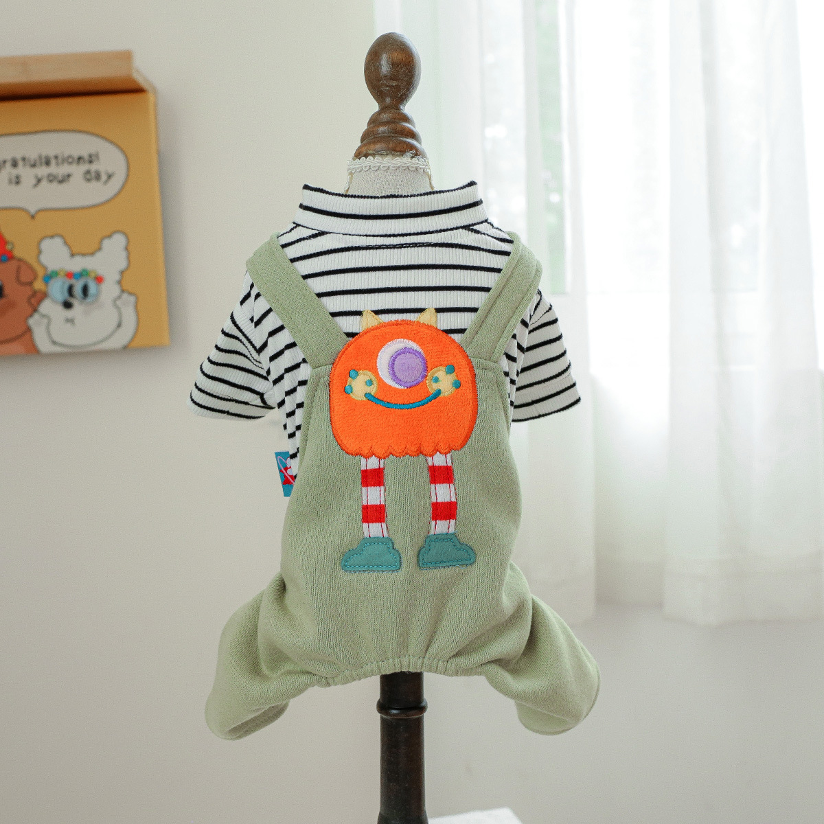 Black Dinosaur Pet Overalls