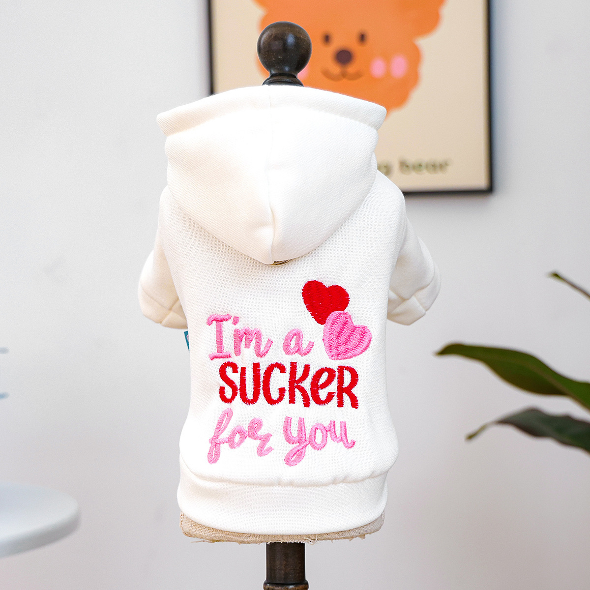 Bellepaw Pet "I'm a Sucker for You" Valentine's Day Embroidered Hoodie