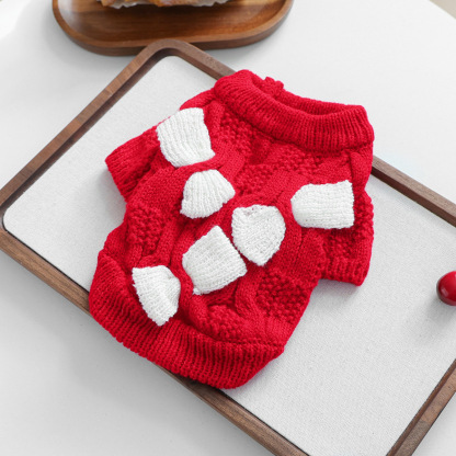 Bellepaw Pet Red Bow Knit Holiday Sweater