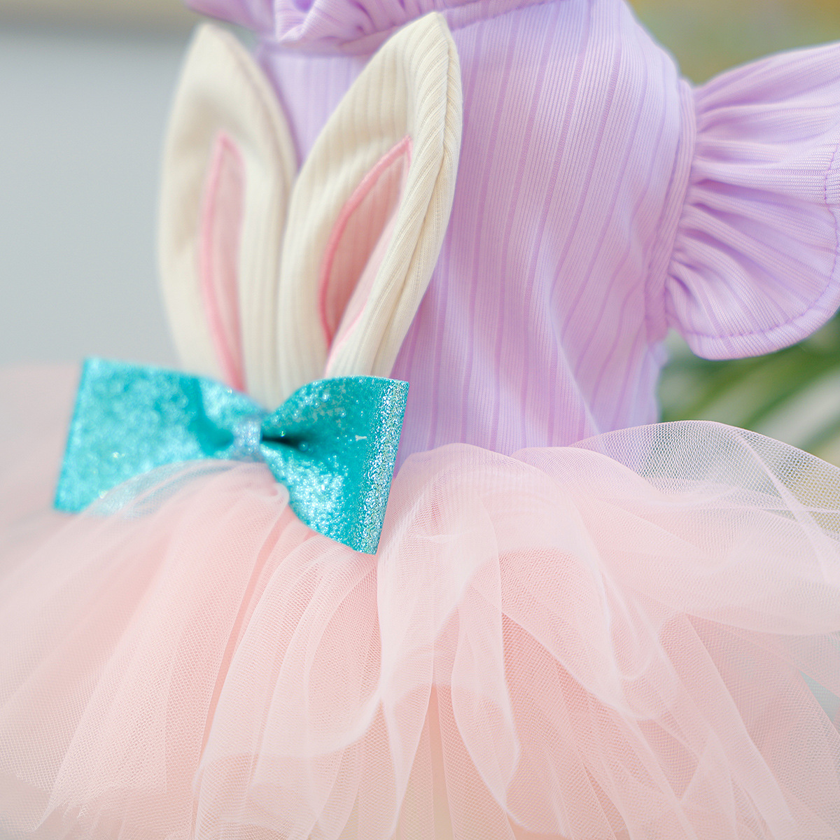colorful rabbit-patterned tulle skirt
