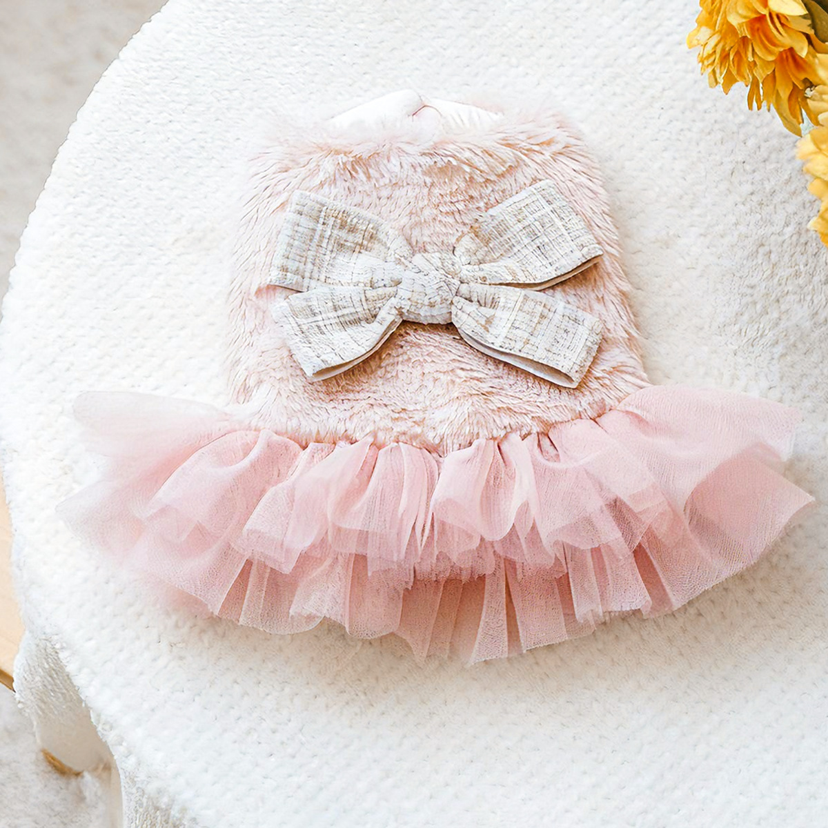 Fall/Winter Pet Skirt - French Chic Tulle Dress, Warm Soft Outfit for Small Dogs, Puppies & Cats