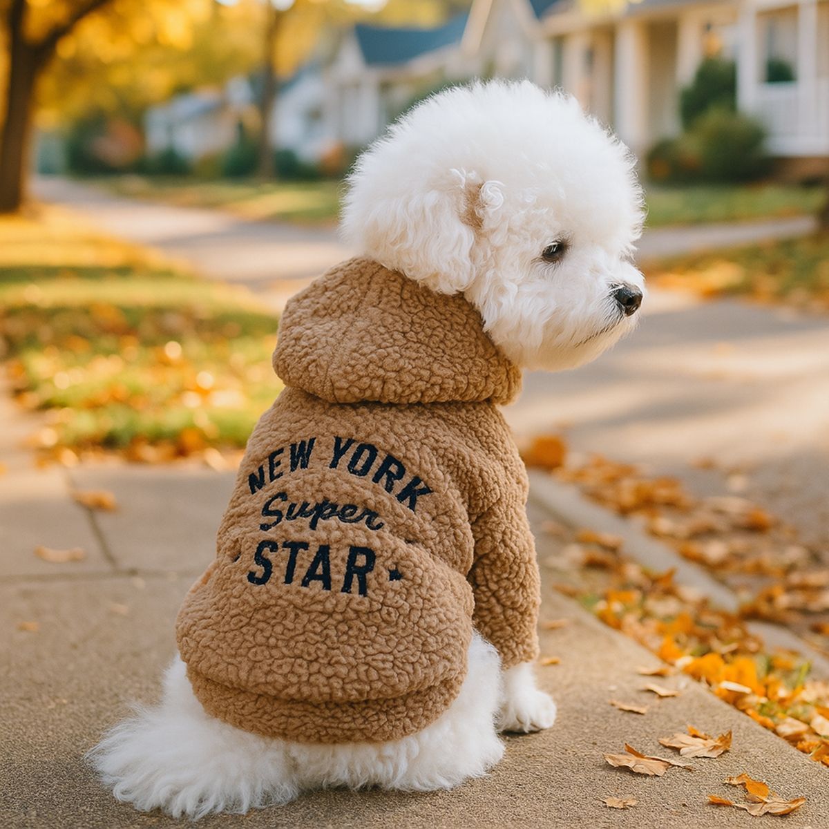 New Winter Pet Vest - Coffee Colored, Fleece Padded & Thickened, Stylish Warm Wear for Puppies & Kittens-BELLEPAW