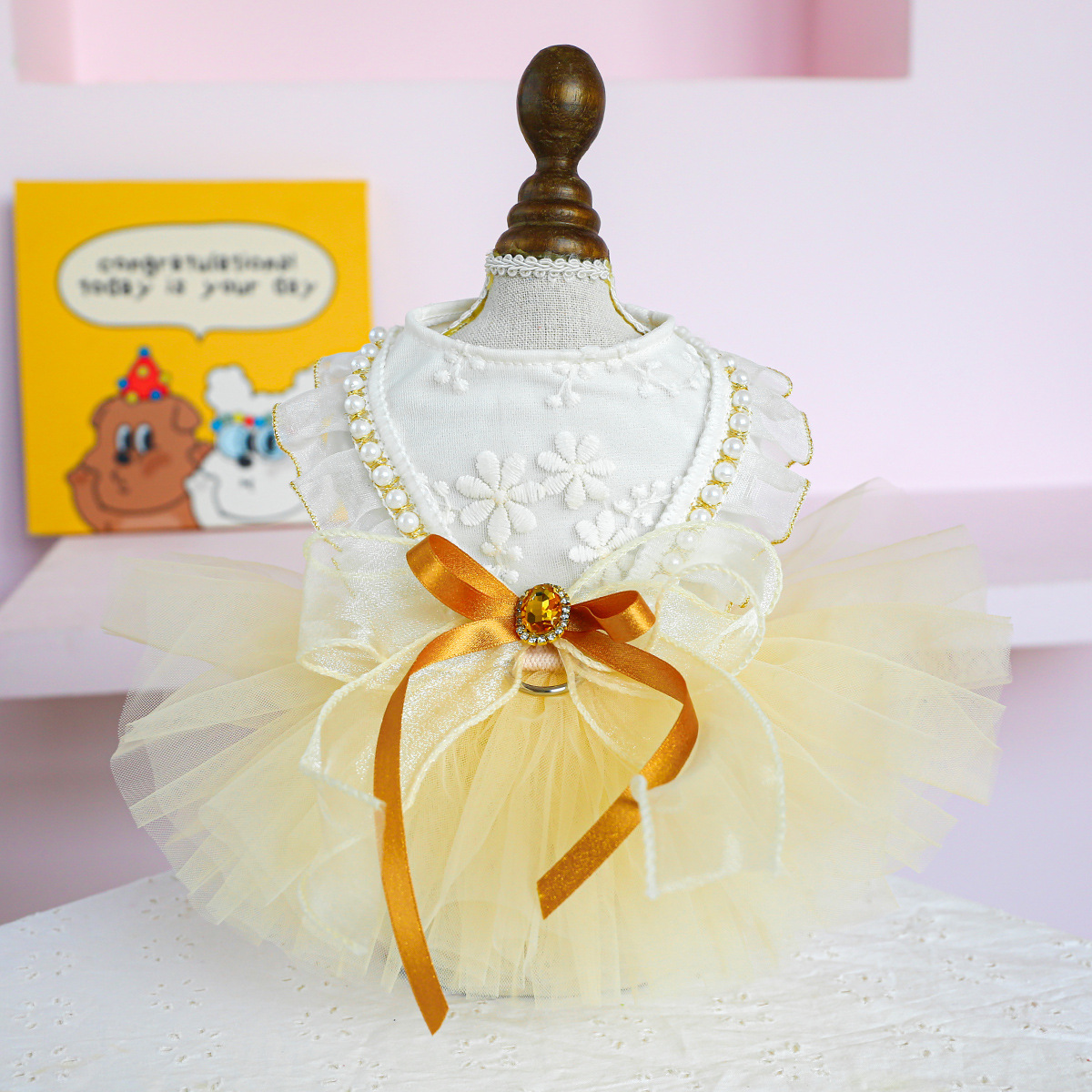 New SS Pet Princess Dress - Bow Accent | For Small & Medium Toy Breeds