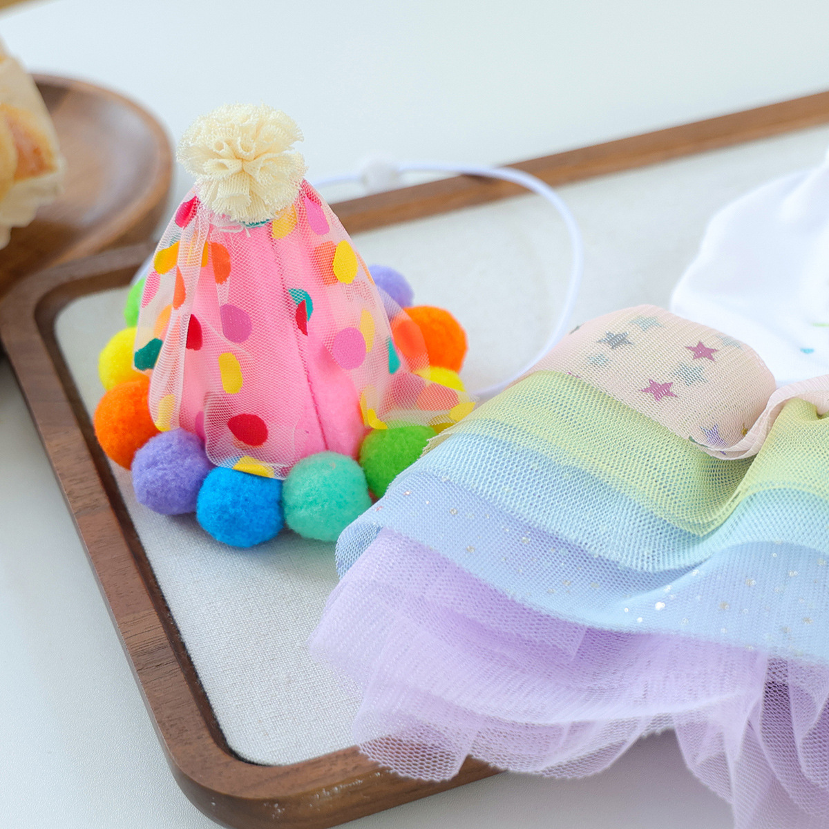 Adorable 3-Piece Pet Birthday Set: Romantic Tutu Dress + Hat + Festive Banner for Small Dogs & Puppies-BELLEPAW