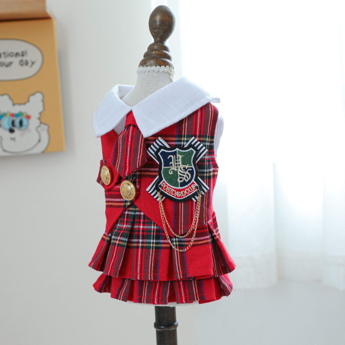 Bellepaw Pet Preppy Red Plaid Academy Dress