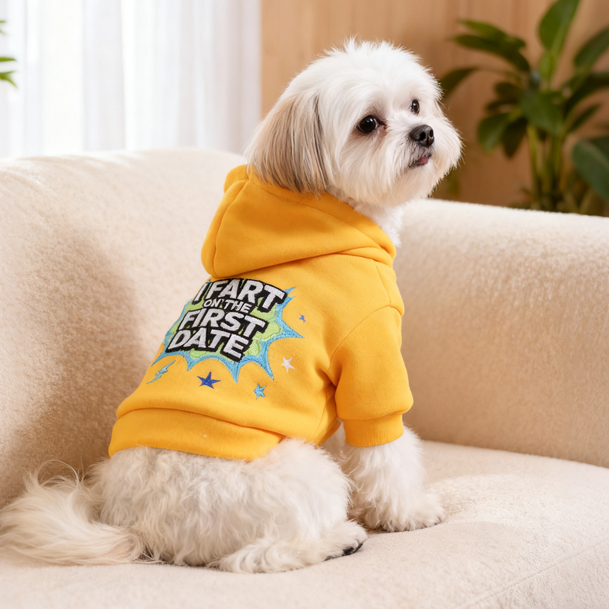 Bellepaw Pet "First Date Fart" Comic Style Fleece Hoodie
