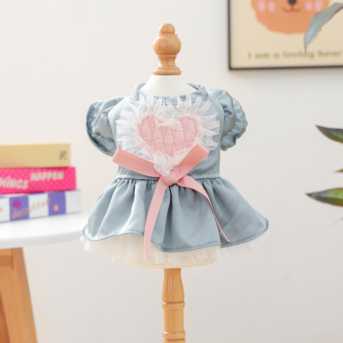 Bellepaw Pet Dusty Blue Sweetheart Lace Dress