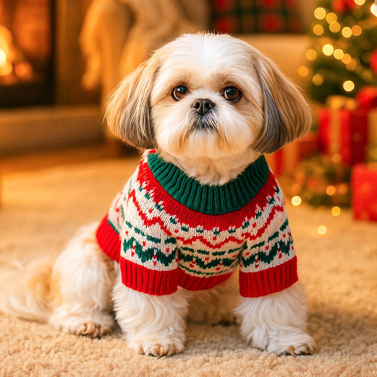 Cute Christmas Pet Sweater for Cats & Dogs - Festive Knitwear with Warm Soft Material