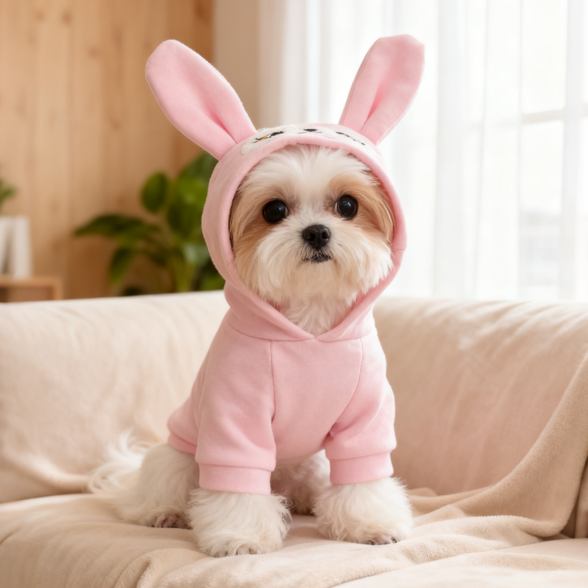 Bellepaw Pet "Bunny Eyes" Pink Fleece Hoodie