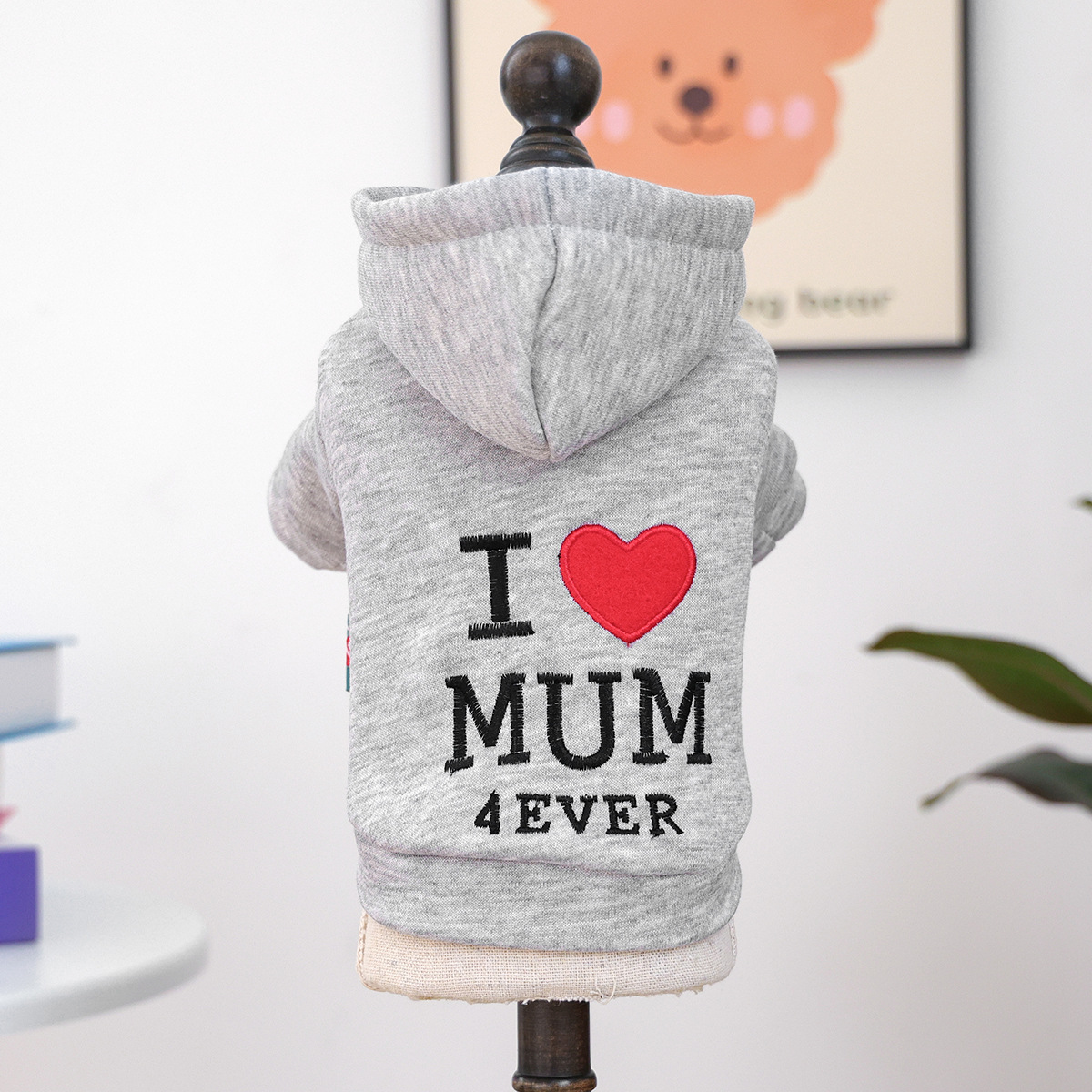 Bellepaw Pet "I Love Mum 4Ever" Embroidered Hoodie